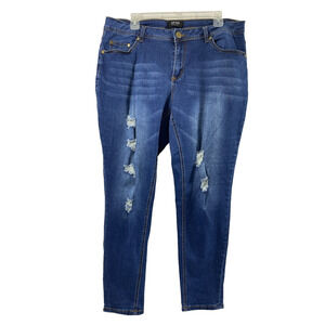 Deja Bleu Premium Jeans Womens Size 16 Destroyed Medium Wash Denim Stretch